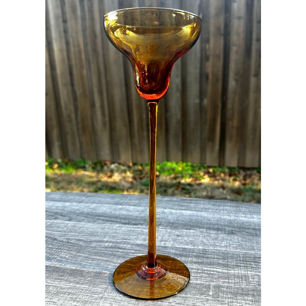 Elegant Slender Mid-Century Vintage Amber Glass 11.25" Display Piece-Rare